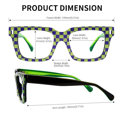 Image of Zeelool Glasses Frames for Women Green Rectangle Eyeglasses Non-prescription Clear Lens Glasses Fashion Acetate Full Eyewear Glasses JGA694383-03, Medium