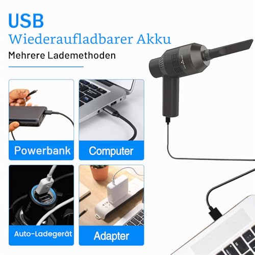 Dealswin Computer Staubsauger Tastaturreiniger wiederaufladbarer Mini-Staubsauger, kabelloser tragbarer Staubsauger - Reiniger zum Reinigen von Staub,Krümeln,Schrott für Laptop,Auto
