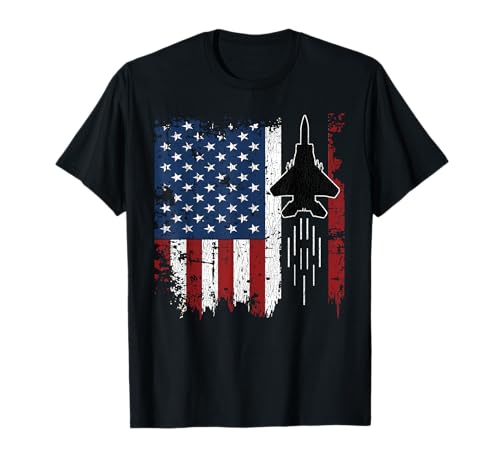 Drapeau américain Jet Fighter Silhouette F22 Raptor F18 Hornet T-Shirt