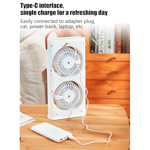 Ventilateur de bureau et table pliable double tête 1200mAh 3 vitesses - 5