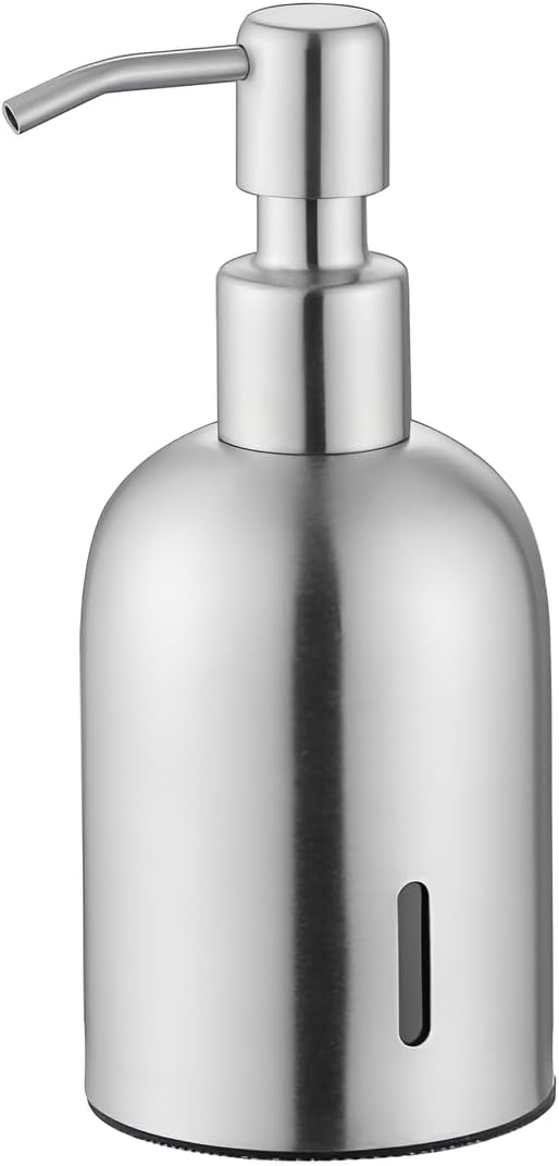 Stainless Steel Refillable Pump Dispenser Bottle 280ml Matte Silver