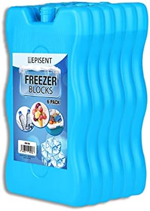 EPISENT Reusable Freezer Blocks - Pack of 6 Long-Lasting Ice Packs - 237g Each - Ideal for Food & Drink Cooling - Perfect for Outdoors, Picnics, Travel