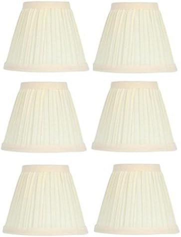 Upgradelights Eggshell 6 Inch Mushroom Pleated Clip on Chandelier Shades (Set of 6) 3.5x6x4.5