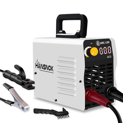 Image of HANSNOK 130A Mini Stick Welder Super MINI Portable 110V ARC Welding Machine IGBT Inverter with Hot Start & Anti-Stick Small Welder for Beginners for 1/16"-1/8" Rod ARC Welder, 2 Chip Hammers