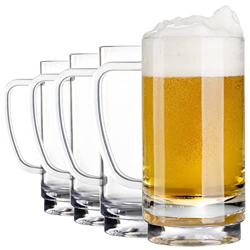 Youngever 4er Pack 500ML Kunststoff Biergläser, Bierkrug, Trinkgläser, Wiederverwendbare Bierbecher