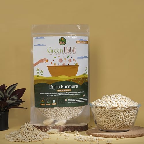 Image of Greenhabit Bajra KURMURA MURMURA aka Bajri Puff for Healthy Breakfast Snack Food (Pearl Millet Puff) (500 gm pack of 3)