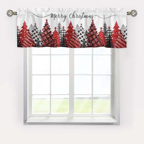 Hliyty Christmas Valance Curtains,Christmas Short Valance Window Curtains,Blackout Window Valance,Rod Pocket Valance Window,Farmhouse Country Window Curtains for Kitchen Bath Bedroom Living Room