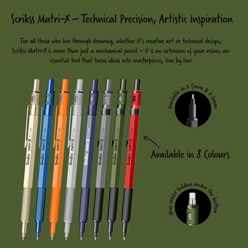 Scrikss Ofis Matri-X Versatil 0.7 mm Kalem, Silgili, Yeşil