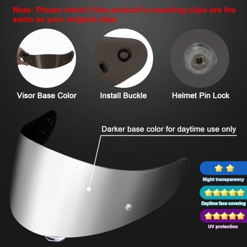 Image of PSLER Shatterproof Helmet Visor for HJ17,C90,C91,SY&CL-MAX 3,Silver | Impact-Resistant ,UV400 Protection, Motorcycle Tinted Face Shield for HJ17,C90,C91,CL-MAX 2, IS-MAX BT, SY-MAX 3, IS-MAX 2