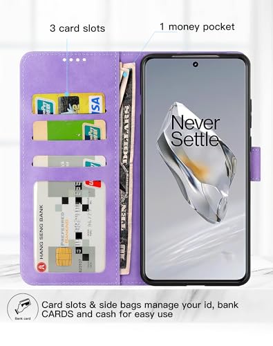 Funda para OnePlus 12 5G con tapa libro abatible y protectora antichoque 3