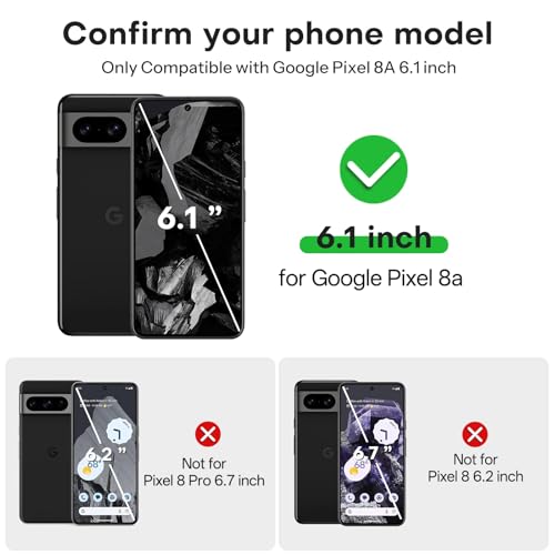 OMOTON 3+2 Pack for Google Pixel 8a Screen Protector, 3 Pack Tempered Glass Screen Protector & 2 Pack Camera Lens Protector for Pixel 8a 2024 Released 6.1-inch, Case Friendly/9H Hardness