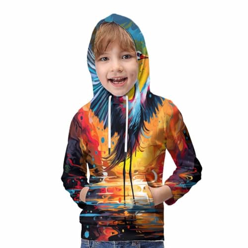 Sweat à capuche 3D Grue dentée vêtement hiver ado fille garçon 9-11 ans - 5