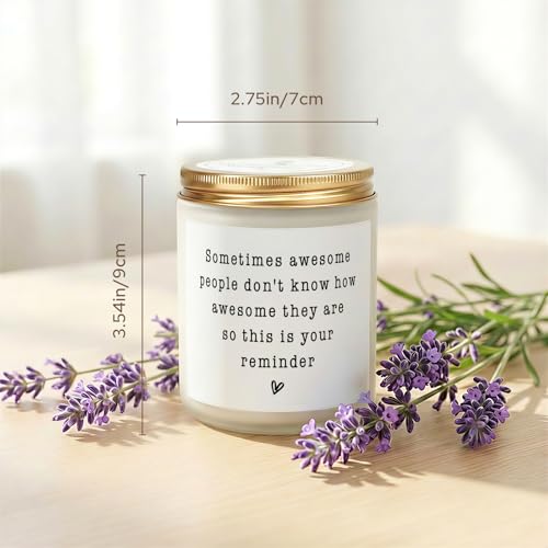 Image of Gifts for Women Men, Inspirational Thank You Gifts Candle 7Oz | Friendship, Thank You Gift, Birthday Gift for Woman Man Friend Teacher Mom Girlfriend Sister, You Are Awesome Candle Lavender