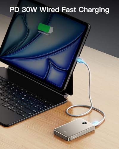 Image of iWALK Magnetic Portable Charger, Qi2 Certified 15W Magnetic Power Bank with LED Display, 30W PD Fast Charging, 10,000mAh Battery Pack, Ergonomic Design, for iPhone 17 /16 /15 /14 /13 /12 Series