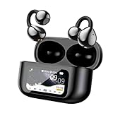 Lazmin112 Kabellose Ohrhörer, BT 6.0, HiFi-Stereo-Bass, 6 Stunden Wiedergabezeit, Touch-Steuerung, Individuelles Hintergrundbild, Fernauslöser Für Fotos, Lautstärkeregelung, Ohrclip (Black)