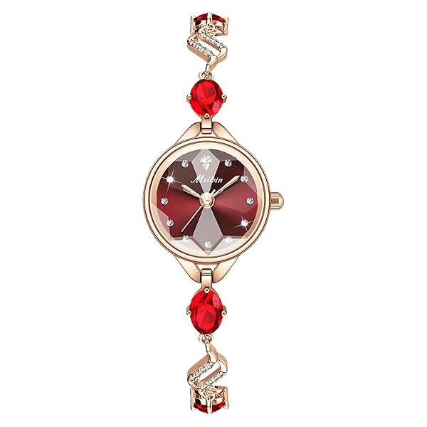 Menton Ezil Fashion Jewelry Womens Watch Bracelet Watch for Women Rose Gold Strap with Crystal for Wife Girlfriend, Mothers Idea Gift for Special Womens in Life(Red) by Menton Ezil - Used condition - US$28.76