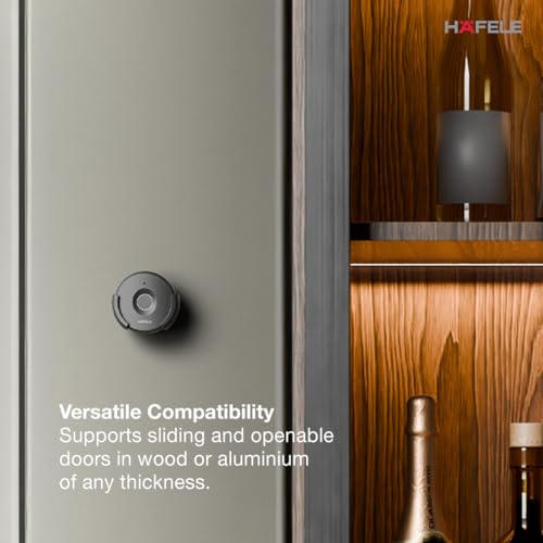 Image of Hafele Kabi Flow Digital Furniture Lock | Smart Control | Capacitive Fingerprint Access | Drawers and Cabinets | Compact | Black Matt | Colour Status Indicator