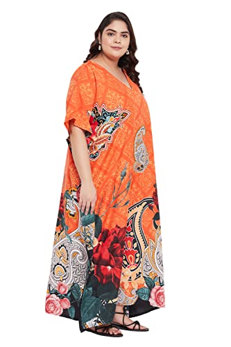 Image of Gypsie Blu Women Plus Size Kaftan Dress Beach Cover Up Maxi Dresses for Women, V-Neck Kimono Sleeve 1X-3X