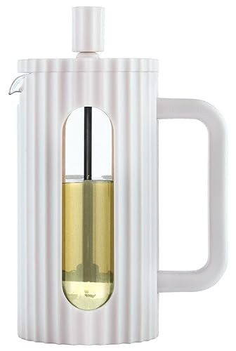 Klausberg Teezubereiter Kaffeebereiter French Press 350ml / 3 Tassen, Kaffeepresse Edelstahl filter, Kaffeekanne, Glas Teekanne, Teebereiter, Spülmaschinenfest Teekocher, matt Cremig (KB-7743)