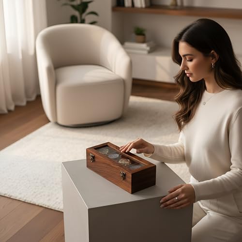 Image of Vintage Wooden Watch Box for Men, Timepiece Storage & Organizer, Watch Display Case, Jewelry Box for Women, Anniversary Gift for Husband (4 Grooves (Rosewood))