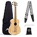 Aklot 30 インチオール竹ウクレレベース, 23:1ギヤペグ チューナー・プリアンプ搭載 加湿器・ケース・六角レンチ・ストラップ付き 高いポテンシャルで珍しい