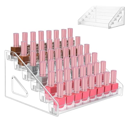 Zyiphor 6 Niveles Organizador Pintauñas Acrílico Organizador de Esmaltes de Uñas Acrílico Transparente, Soporte Exhibidor para 70 Botellas de Esmalte Pintauñas Aceite Esencial (31 * 25.5 * 16cm)