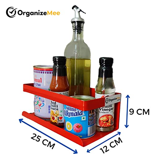 OrganizeMee Kitchen Organizer Storage Spice Magnetic Rack, Decorate Your Fridge,Washing Machine & Microwave Oven with Magnetic Metal Fridge Side Rack(Combined) (Ferari Red Large)-Set 2 - Image 3