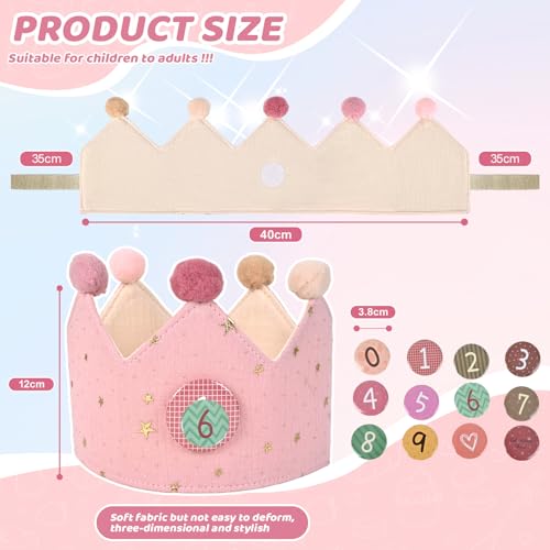 Miniatura 4 de Joyue Corona De Cumpleaños Infantil, Sombrero Unisex Con Números Intercambiables Del 0 Al 9, Regalo Para Fiestas Rose