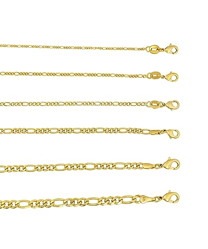 Barzel 18K Gold Plated 5Mm Figaro Link Gold Chain Bracelet For Men & Women #TOP24