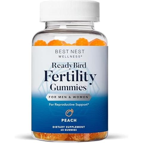 Best Nest Wellness Fertility Gummies - Prenatal Multivitamin for Conception Support - Nutritional Supplement with Methylated Vitamins - Vibrant Health Support with Coenzyme Q10 - Peach, 60 Gummies Cover