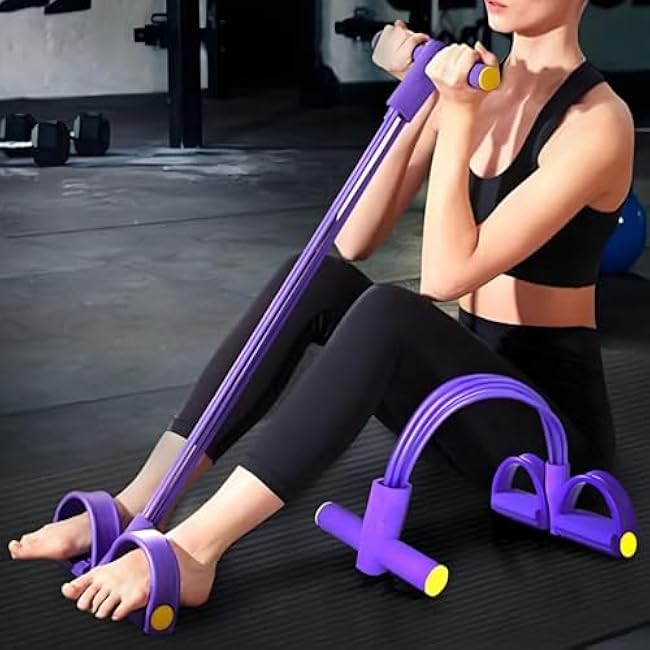 Resistance Bands with Handles - 6 Tube Pedal Ankle Puller for Workout, Sit-Up, Stretch, Core Training, Fitness Equipment for Men Women