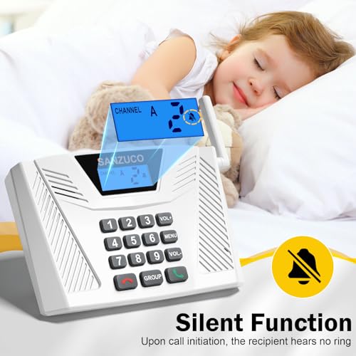 SANZUCO 60L Intercoms Wireless for Home, 1700ft 2026 Wireless Intercom System with Full Duplex & Group Call, Hands Free Two Way Real Time Home Intercom for Elderly, Kids & Office (2 Pack)