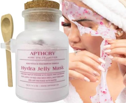 APTHCRY Hydra Jelly Mask | Premium Peel Off Rose Petals & Nacinamte Formula for Home Professional Facial | 160g/5.6oz
