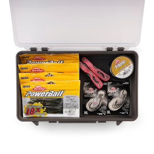 Image of Plano StowAway 3700 Deep Open Stow Tackle Box, with Corrosion-Preventive Rustricor, Single Latch Design, Transparent DuraView Lid, Stackable Storage for Fishing Bait, Lures and Gear