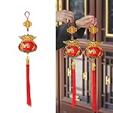 Fictory Adorno colgante de Año Nuevo chino 2026, diseño de bolsa de dinero y peces auspiciosos, decoración de cuerda para festival de primavera, celebración del hogar