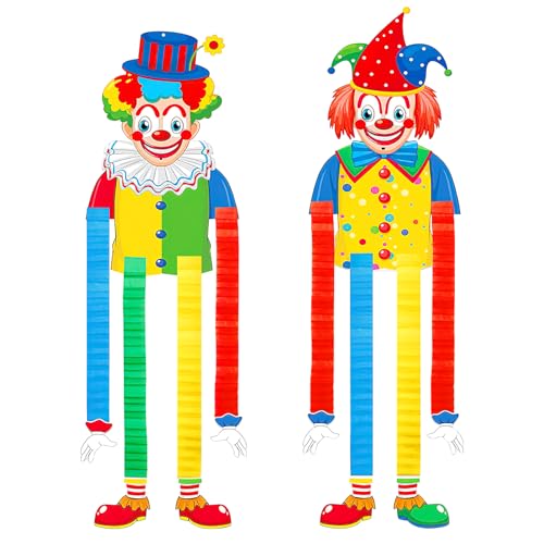 2pcs Circus Party Decorations Clown Theme Party Decorations Background Birthday Banner Window Wall Door Decoration Circus Theme Decorations Funny Clown Carnival Decor Circus Supplies Hanging Paper