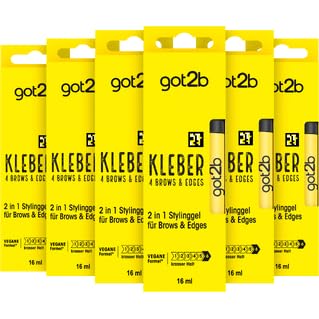 got2b Kleber 4 Brows & Edges (6x 16 ml), 2in1 Brow Gel & Haar Mascara für bis zu 24 h Halt, Stylinggel mit praktischer Eyebrow Brush zum Stylen von Haarkonturen & Edges