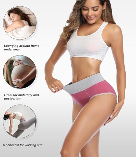 wirarpa Underwear Women High Waist Cotton Knickers Ladies Panties Full Coverage Briefs Underpants Plus Size Multipack