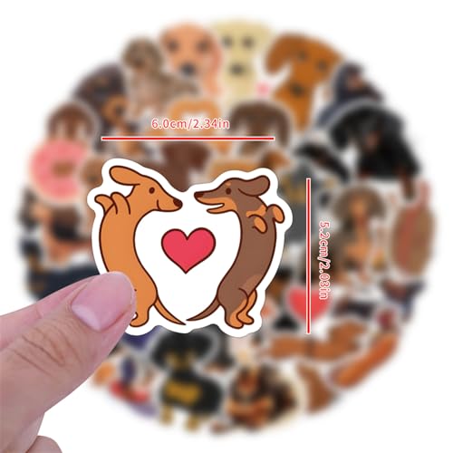 60 Pcs Kawaii Dachshund Dog Stickers Pack for Water Bottles, Sausage Pet Dogs Stickers, Puppy Waterproof Vinyl Decals for Bike Luggage Computer Laptop Scrapbook Skateboard Phone