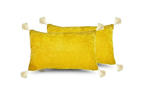 Juego de 2 Cojines 30x50cm 100% Poliéster para Sofa con Relleno Incluido Extra Suave al Tacto, Cojines Estampado Decorativo Hogar - Amarillo 1