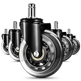 EDIMENS Bürostuhlrollen 5er Set für Bürostuhl Räder Ersatzrollen für Teppich, 11mm x 22 mm Leise Bürostuhl Rollen Ersatzrollen für Parkettböden, harten Fussböden, Gummirollen für Bürostühle