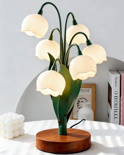 Flower Table Lamp Vintage Lily Desk Lamp with 3 Color Modes Cute Cottagecore Night Light for Bedroom Bedside Table Dorm Aesthetic Home Decor Mothers Day Gift for Mom Birthday Gift for Women