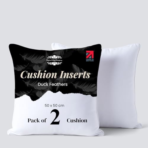 Image of Original Sleep Company Duck Feather Cushion Inserts 18x18 Inch (45x45 cm) 2 Pack – Cotton Cushion Pads Soft & Plump, Sofa Cushion Fillers & Decorative Throw Pillow Inserts for Couch Bed
