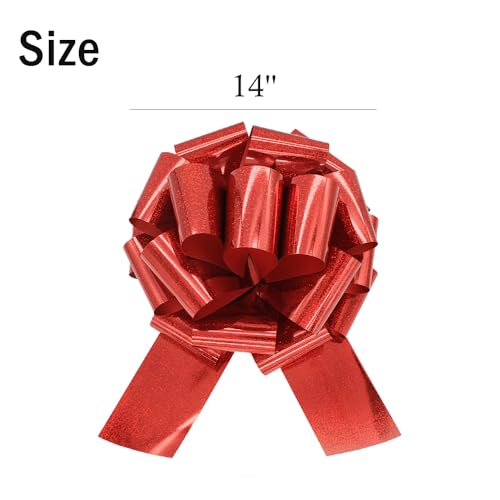 Image of 14 Inch Large red Bow,1Pcs Big Bow for Present,Great Gift Bows for appliances,Bikes,Table Decorations and Party Events (Metallic Red)