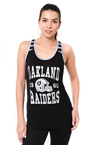 Ultra Game NFL Oakland Raiders Women's Super-Soft Mesh Jersey Racerback Tank Top, Black