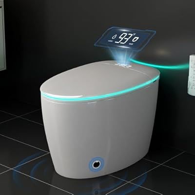 Smart Toilet with Bidet Built-in, Foam Shield Anti-Splash, Auto Open/Close Lid & Flush, Tankless One Piece Elongated Toilets with Heated Seat, Instant Warm Water, Air Dryer, Foot Sensor