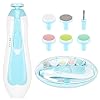Cortador de uñas eléctrico para bebé, cortaúñas para bebé, lima de uñas de bebé 6 en 1, lima de uñas, kit de aseo para bebés, juego de manicura para niños pequeños o adultos (azul)