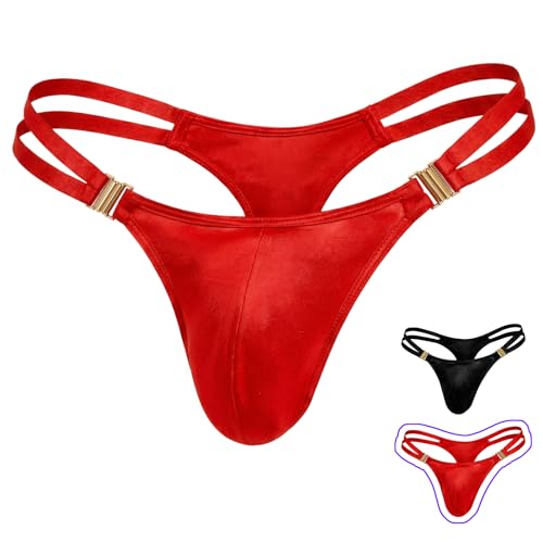 Lolyer Men's Sissy Panties Femboy Thong Underwear Lingerie Clothes for Men, Sexy Red