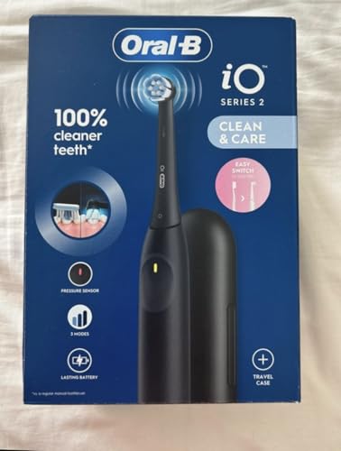 Image of Oral-B iO 2 Blue Electric Toothbrush for Adults, 3 Cleaning Modes, Gentle on Gums, Soft Brushing, Accessories, Oral B Replacement Brush, Charger, Ocean Blue