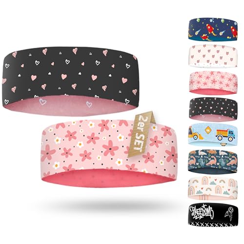 Kinder Stirnband - dünnes, ultraleichtes und elastisches Sportstirnband für Jungen und Mädchen (Doppelpackung Blumen/Herzen) Kinder Stirnband - dünnes, ultraleichtes und elastisches Sportstirnband für Jungen und Mädchen (Doppelpackung Blumen/Herzen)
